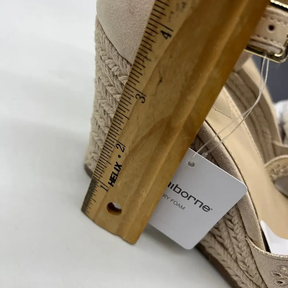 Liz Claiborne Morgan Women's Wedge Heels Cream Sand Size 9.5M
